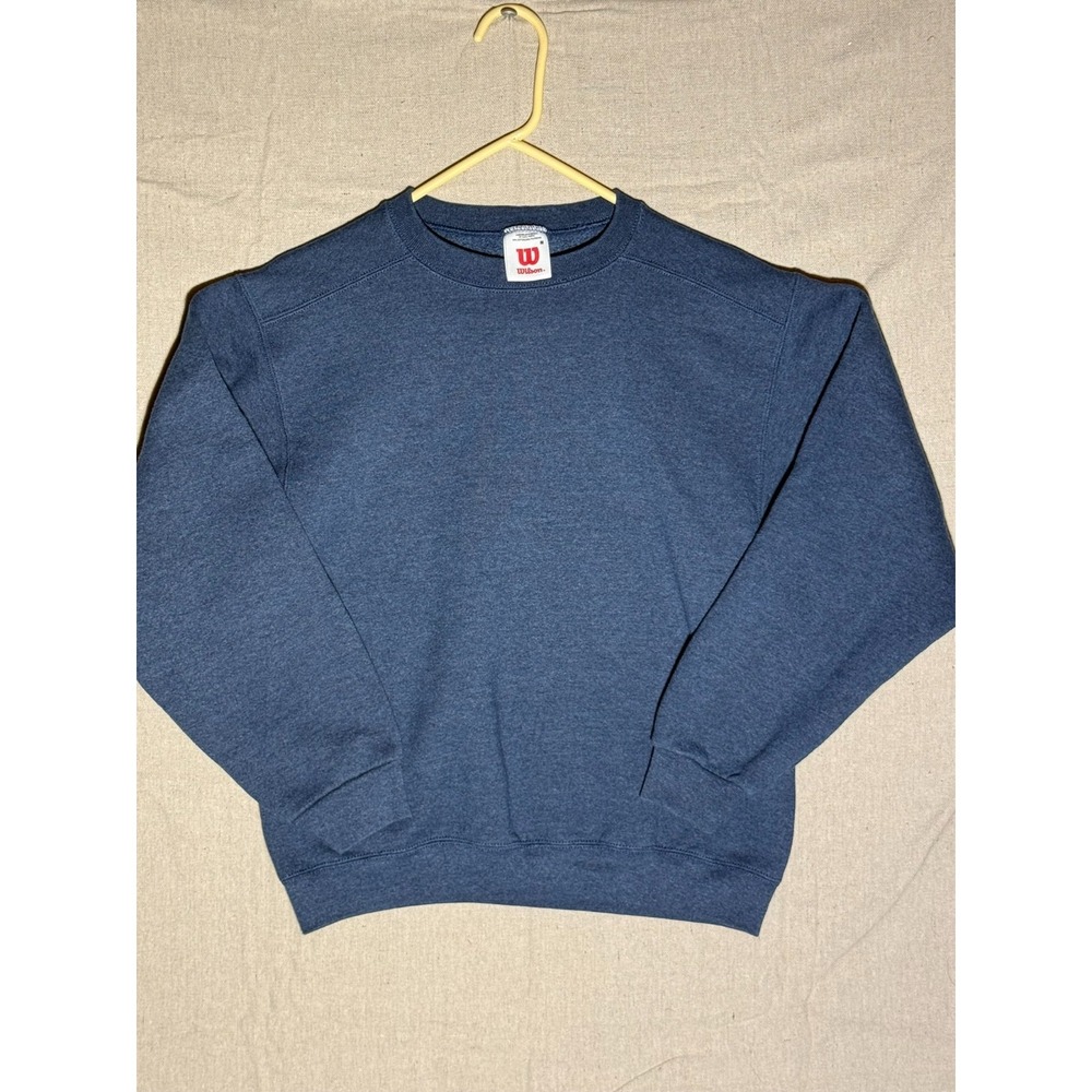Vintage 90s Wilson Crewneck Sweatshirt Mens M Blank Heather Navy Blue Fleece